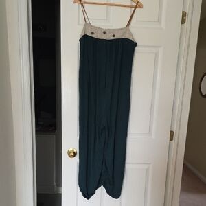 Elegant Teal Jumpsuit with Cream Accents